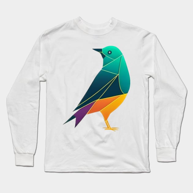 Paradise Bird - Geometric bird design for the environment Long Sleeve T-Shirt by Greenbubble